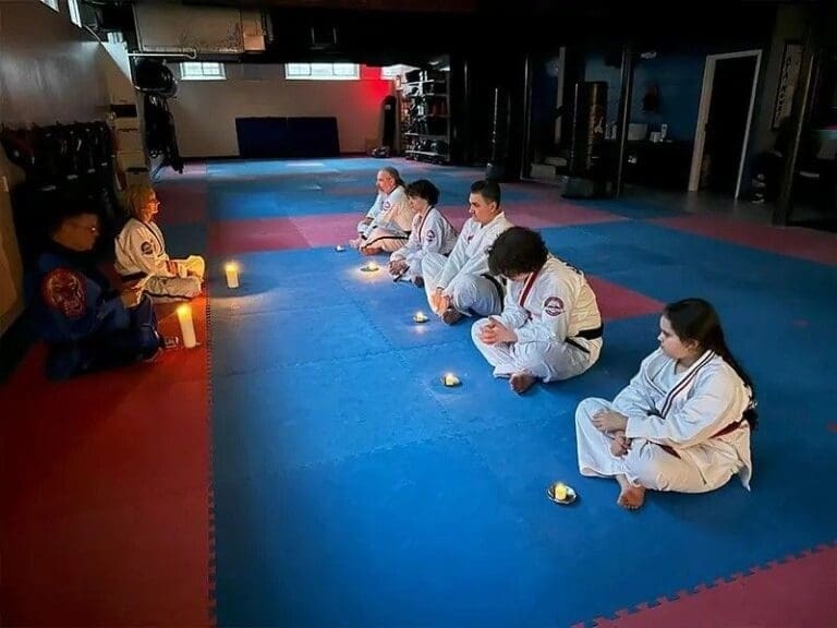 students showing respect during teens self defense classes